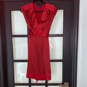 bebe Vibrant Red and black Midi Dress